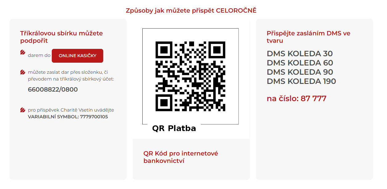informace k tříkrálové sbírce